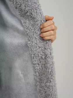 Шуба женская чебурашка тедди пальто из шерсти мериноса, серый, SilverFox