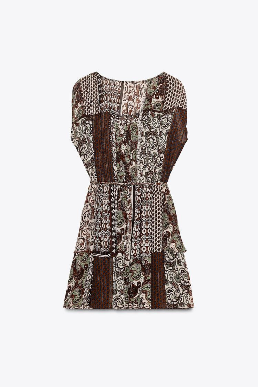 ZARA ПЛАТЬЕ С БУСИНАМИ, ПРИНТОМ И МЕТАЛЛИЗИРОВАННОЙ НИТЬЮ, РАЗНОЦВЕТНЫЙ