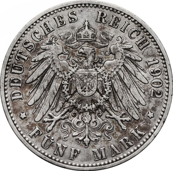 5 марок 1902 Германская империя (Пруссия) XF