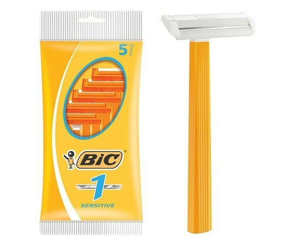 Бритва Bic 1 Sensitive для чувствительной кожи, мужская, одноразовая, 1 лезвие, 5 шт