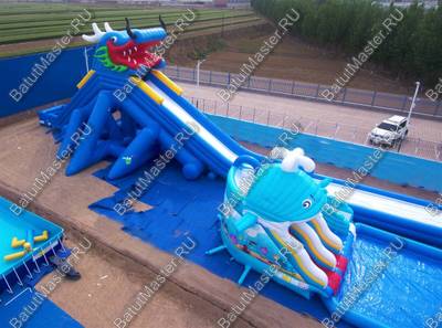 Батут-горка "Дракон из поднебесной", 55*15*13,5 м