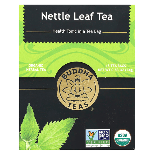 Buddha Teas, Organic Herbal Tea, листья крапивы, без кофеина, 18 чайных пакетиков, 24 г (0,83 унции)