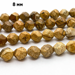 "Яшма пейзажная" крупной огранки бусины, размер около 8,3 мм, цена за 22 шт (1/2 нити)