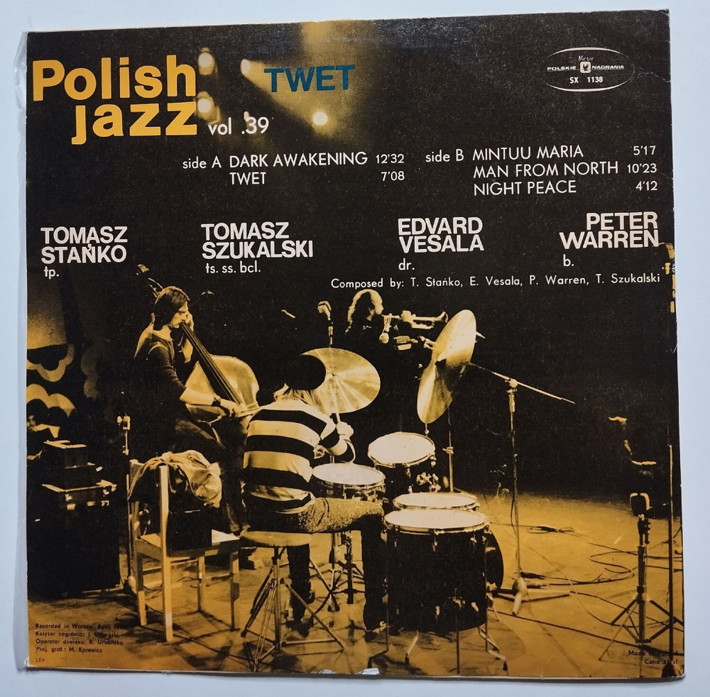 Винтажная виниловая пластинка LP Tomasz Stanko, Tomasz Szukalski, Edvard Vesala, Peter Warren Twet (Польша 1974)