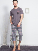Мужской комплект с капри в мелкую клеточку (Размер: XXL) (Цвет: серый)