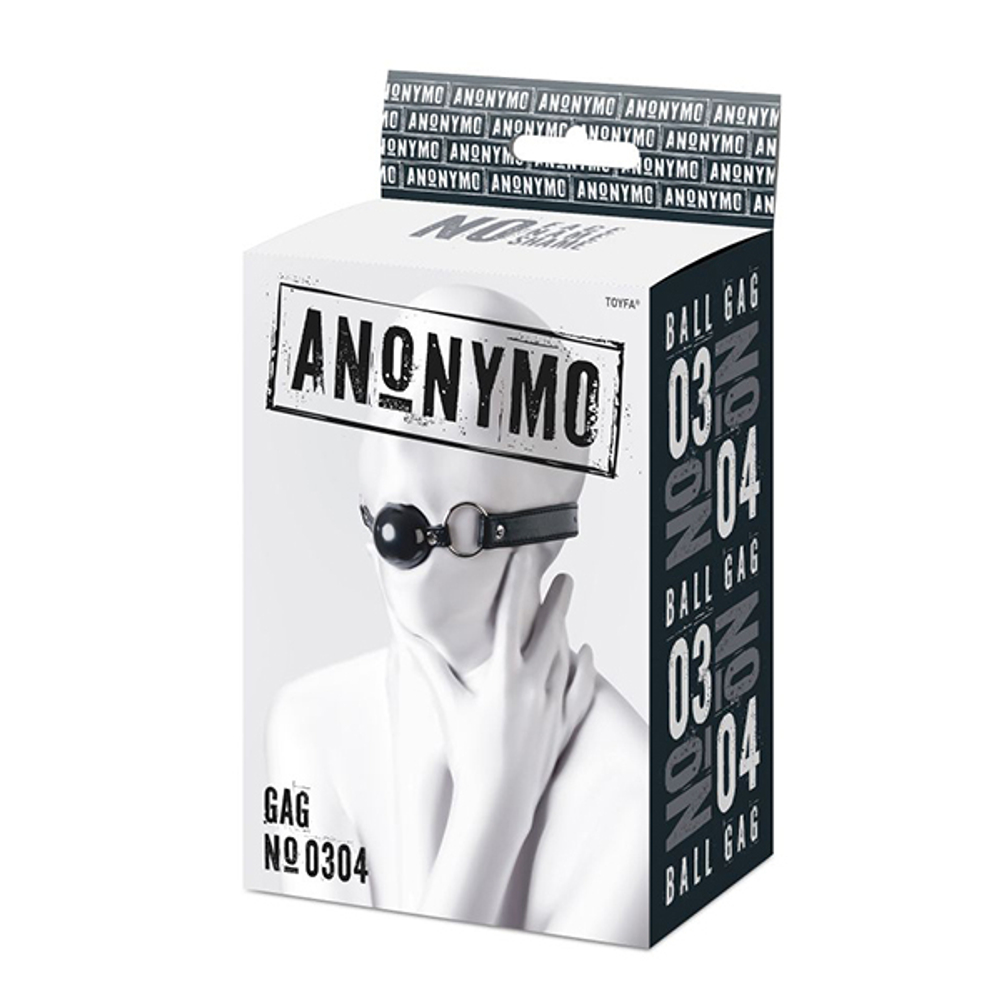Черный кляп-шар 4см на кожаных ремешках ToyFa Anonymo 310304