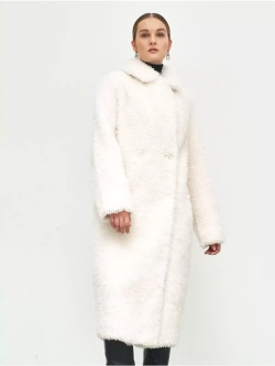 Шуба женская чебурашка тедди эко, жемчужная, SilverFox