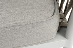 "Касабланка" диван модульный плетеный из роупа, каркас алюминий, роуп серо-коричневый 23мм, ткань бежевая 15052