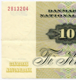 Банкнота Дания 10 крон 1972 (1975) год A4751K 2813204. VF-XF