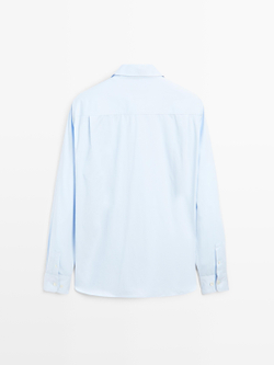 Massimo Dutti Рубашка классического кроя из хлопковой смеси, небесно-голубой