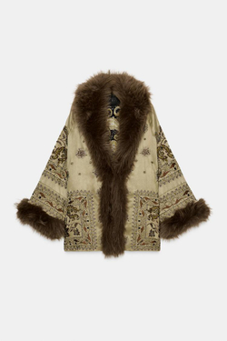 ZARA КИМОНО С ВЫШИВКОЙ — ZW COLLECTION LIMITED EDITION, СВЕТЛО-ЗЕЛЕНЫЙ