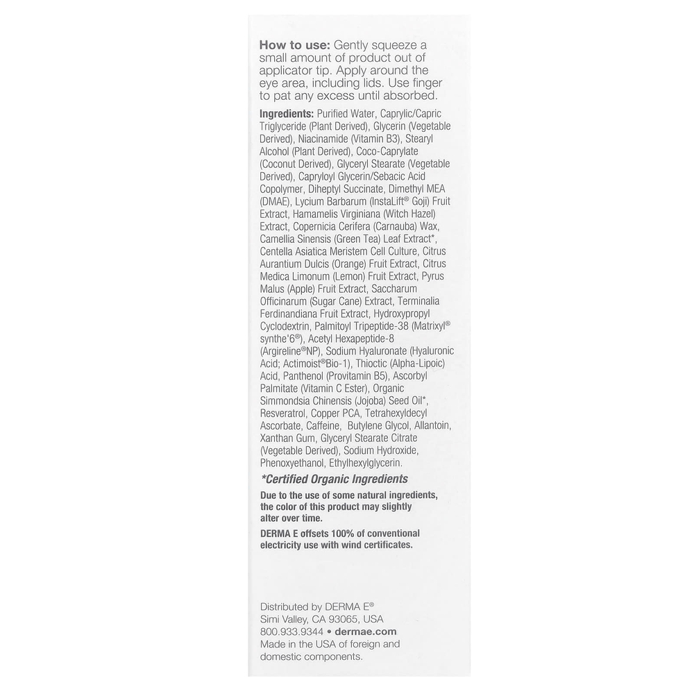 DERMA E, подтягивающий крем для кожи вокруг глаз со стволовыми клетками, 14 г (0,5 унции)