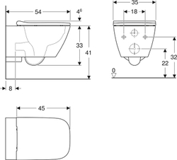 Унитаз подвесной безободковый Rimfree® Geberit Smyle Square в комплекте с сиденьем с плавным закрыванием SoftClose 500.683.01.1