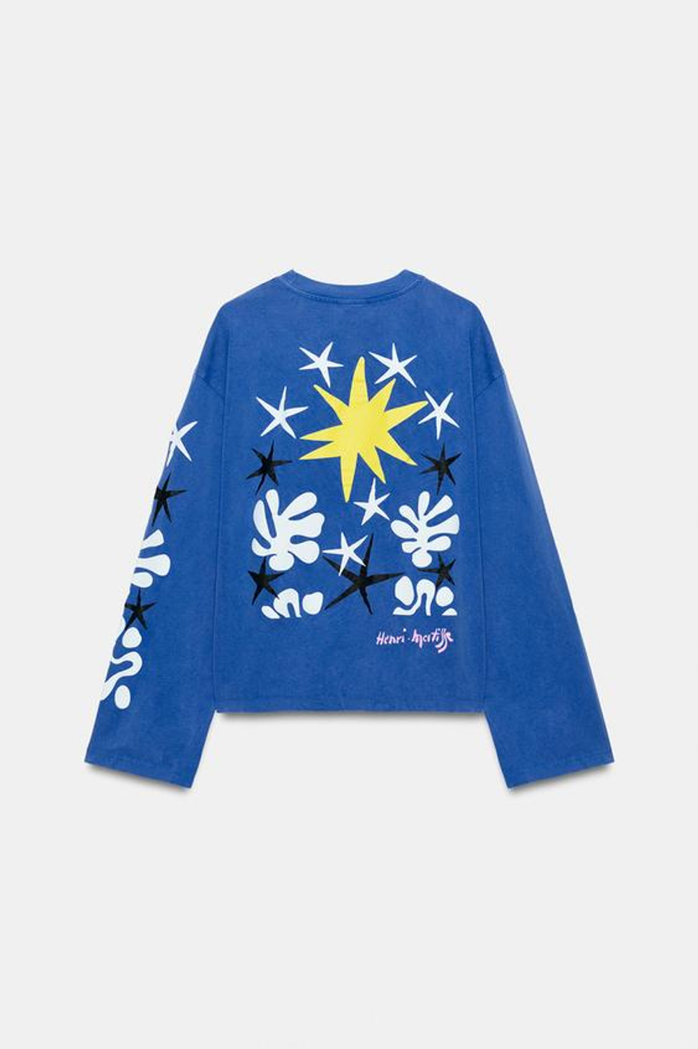 ZARA ФУТБОЛКА HENRI MATISSE С ЭФФЕКТОМ ПОТЕРТОСТИ, СИНИЙ