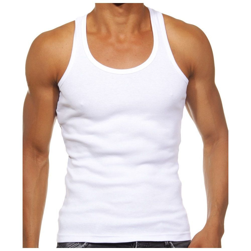Набор из 2 белых мужских маек из ткани в рубчик (Размер: XXL) (Цвет: белый)