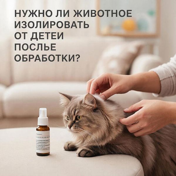 Нужно ли животное изолировать от детей после обработи? А от других животных