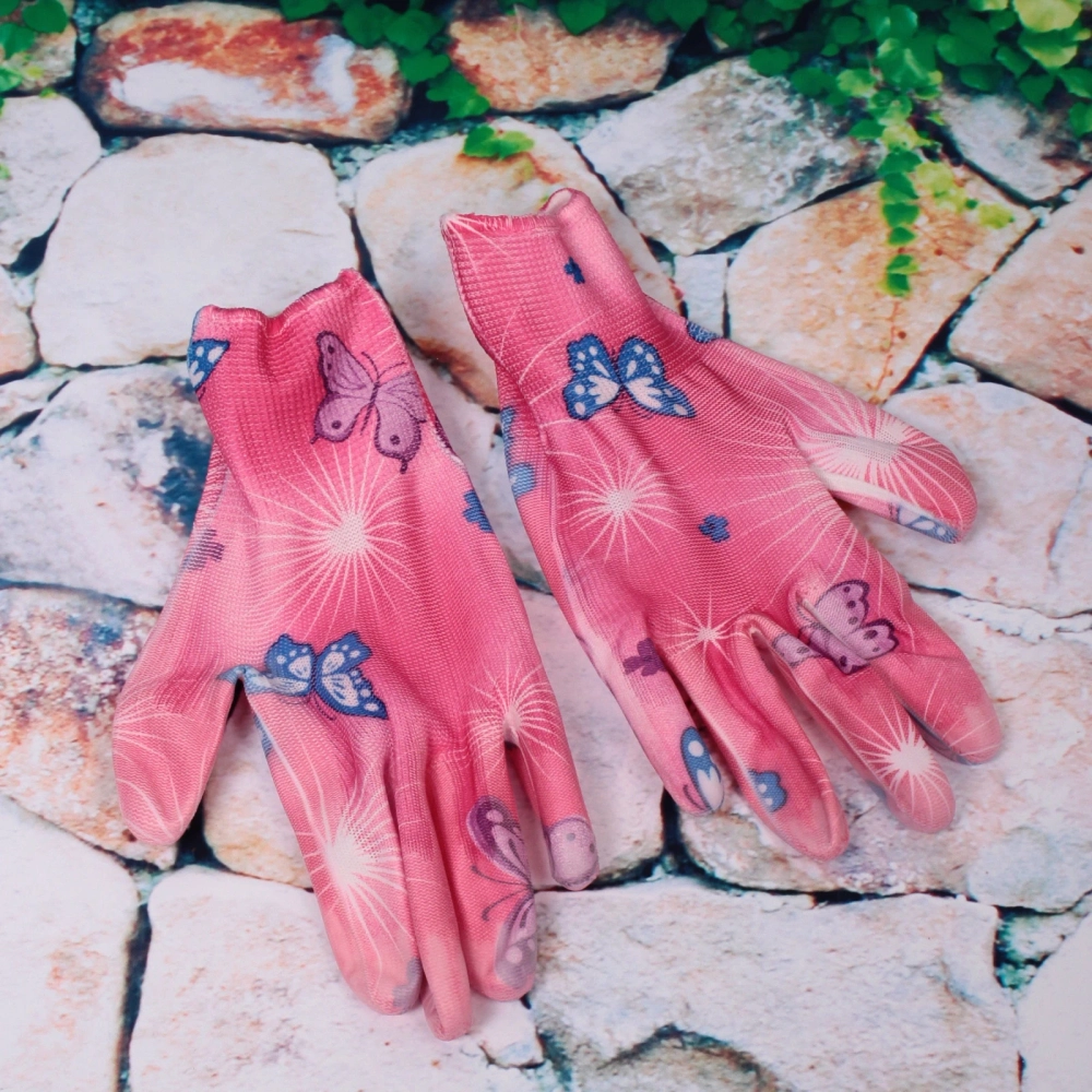 Перчатки нейлоновые «Фантазия-Бабочки» с ПВХ покрытием полуоблитые 8 р-р набор 5 пар