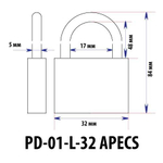 Апекс PD-01-32-L длин.дужка Замок навесной (72,6) (арт. 12763)