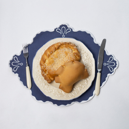 Плейсмат "Дача" синий с белым краем