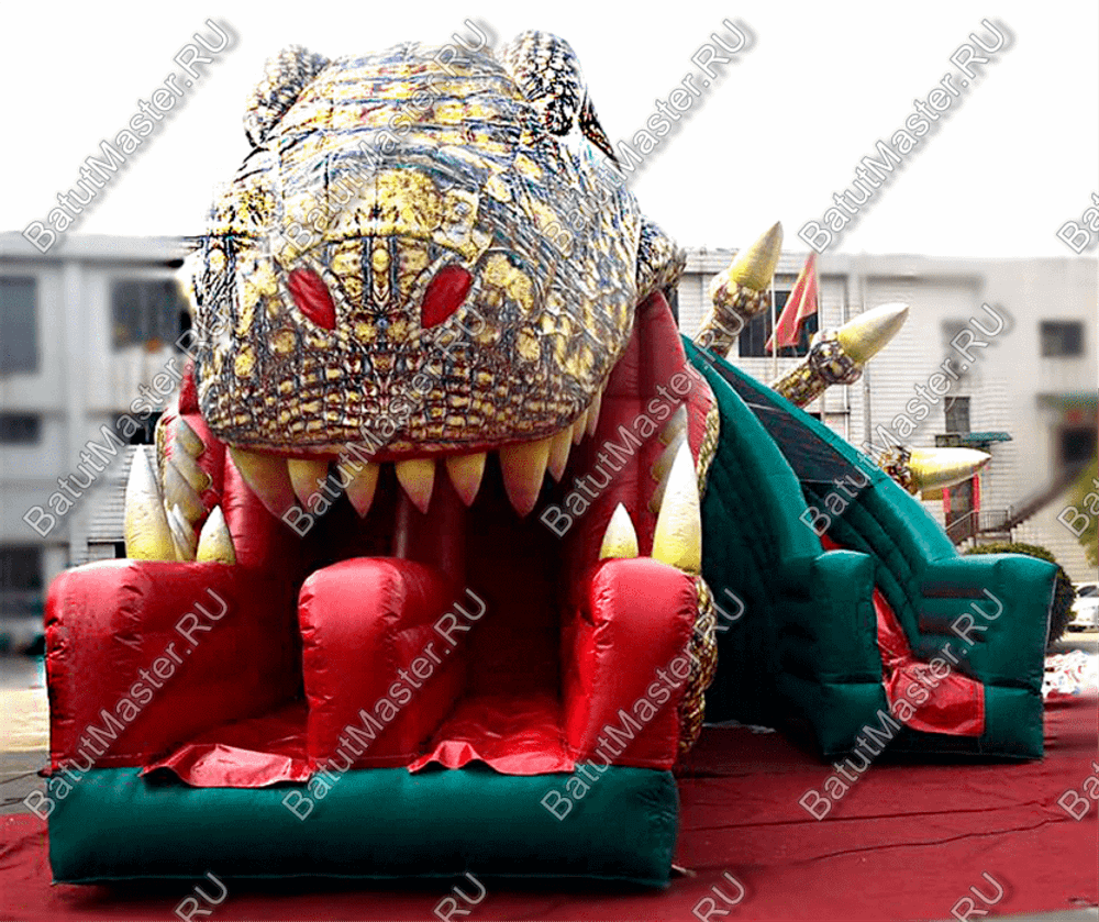 Коммерческий надувной батут "Клыкастый динозавр", 11*9*8 м