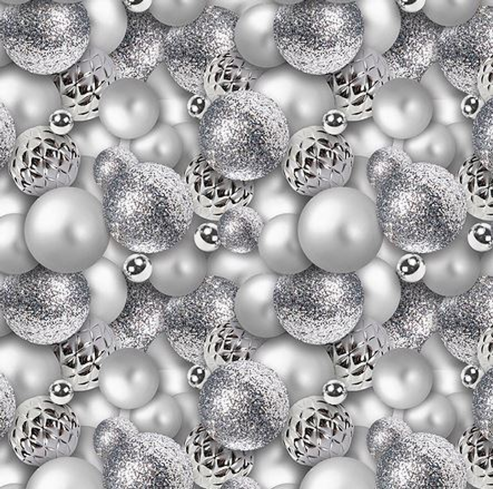 Бумага упаковочная 50х70 см «Волшебные шары», серебро (1 лист)