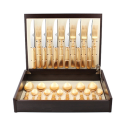 Набор столовых приборов на 6 персон 24 предмета Cutipol Line Gold матовый в коробке