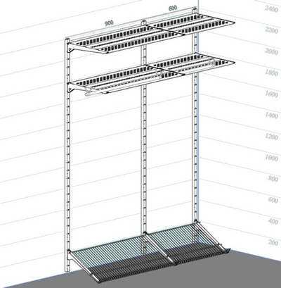 Наполнение для шкафа-купе (1) металлик серебристый (серый), 2200*1500*450 мм