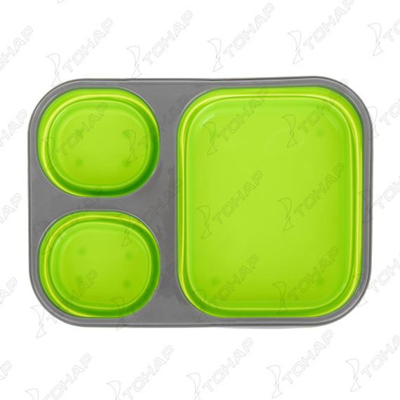 Контейнер силиконовый складной 3 отсека с ловилкой (PR-FH043) PR