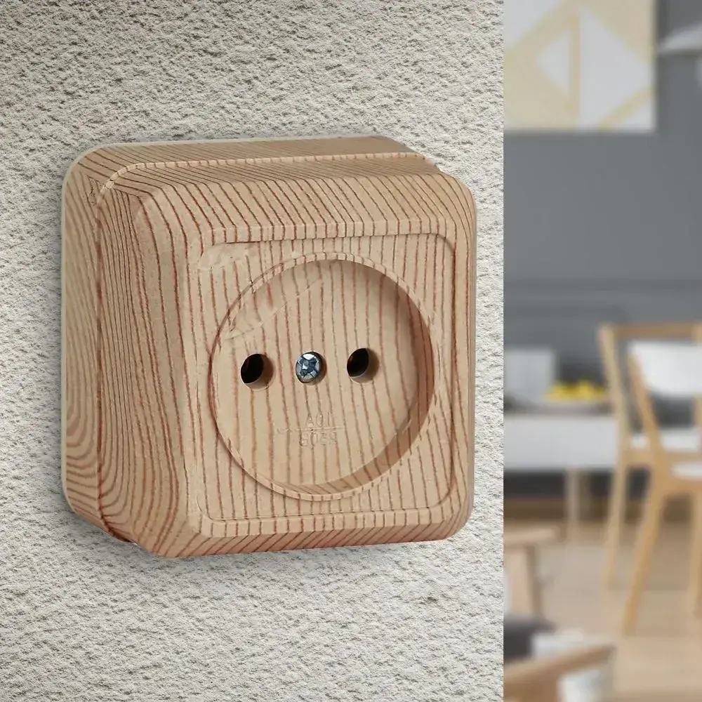 Розетка Intro Quadro 2-201-11 без заземления 2P 16А-250В IP20 открытой установки сосна