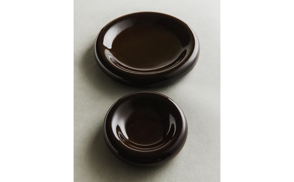 Zara Home Поднос из керамики, цвет коричневый, 16 см