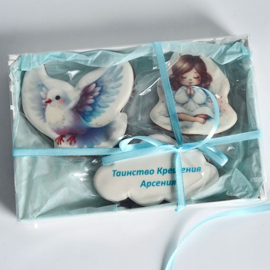 Набор пряников с ангелом на крещение девочки