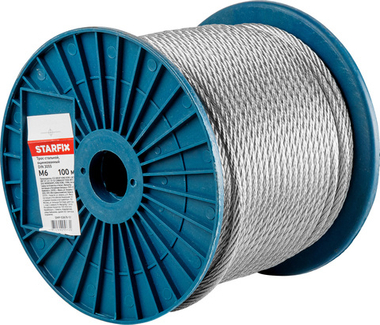 Трос стальной, оцинк. М6 DIN 3055 (бухта 100 м) STARFIX