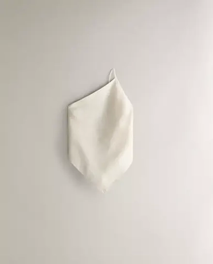 ZARA HOME ЛЬНЯНОЙ ТОП С АСИММЕТРИЧНЫМ ВЫРЕЗОМ, ЭКРЮ
