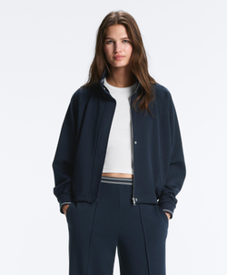 Oysho Куртка пике из хлопка с контрастным Piping, синий