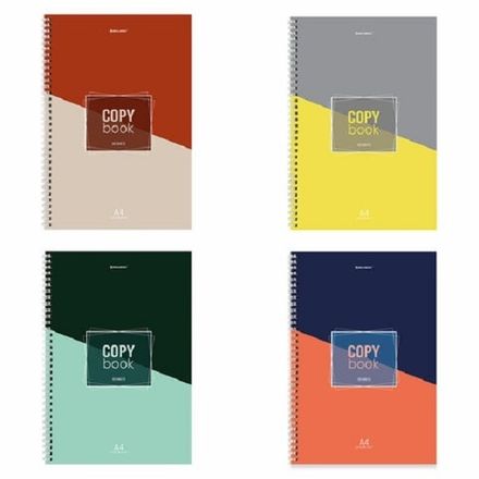 Тетрадь 120л, А4, клетка, на гребне, Brauberg Office, твердая обложка, ассорти, 1шт.