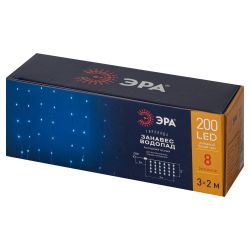 Светодиодная новогодняя гирлянда ЭРА ENIN-200WD занавес водопад холодный белый 3*2 м 200 LED IP20 | Гирлянды