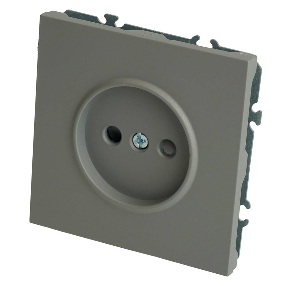 Розетка 1-местная с защитной шторкой (механизм), STEKKER, б/з, 250В, 16А, серия Эмили, RST16-5109-10, платиново-серый, soft touch 49954