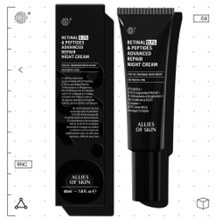 ALLIES OF SKIN Retinal 0,1% & Peptides Advanced Repair Night Cream Усиленный ночной восстанавливающий пептидный крем с 0,1% ретиналем, 48 мл