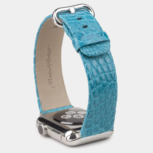 Ремешок для Apple Watch 44/45/46 mm из кожи аллигатора, цвета тиффани