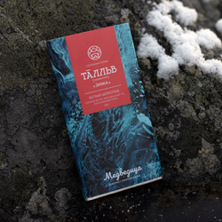 Белый шоколад с добавлением голубой матчи, мятной карамели и сычуаньского перца "ТĀЛЛЬВ" (ЗИМА)(100 г)