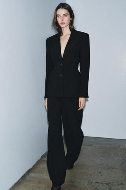 ZARA БРЮКИ-БАЛЛОНЫ ZW COLLECTION, ЧЕРНЫЙ