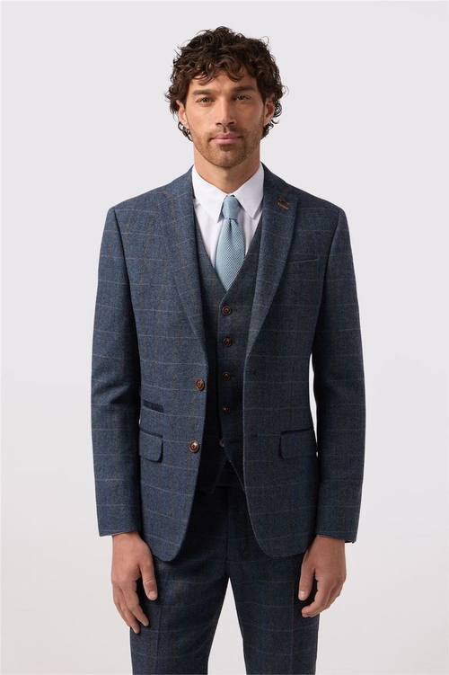 Мужской классический костюм тройка (синий) В14