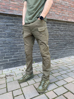 Брюки с накладными карманами олива