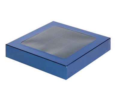 Упаковка для конфет с крышкой СИНЯЯ 155*155*30 мм