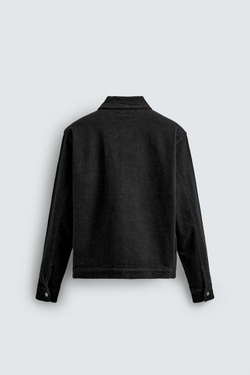ZARA ДЖИНСОВАЯ КУРТКА-РУБАШКА НА МОЛНИИ, ЧЕРНЫЙ