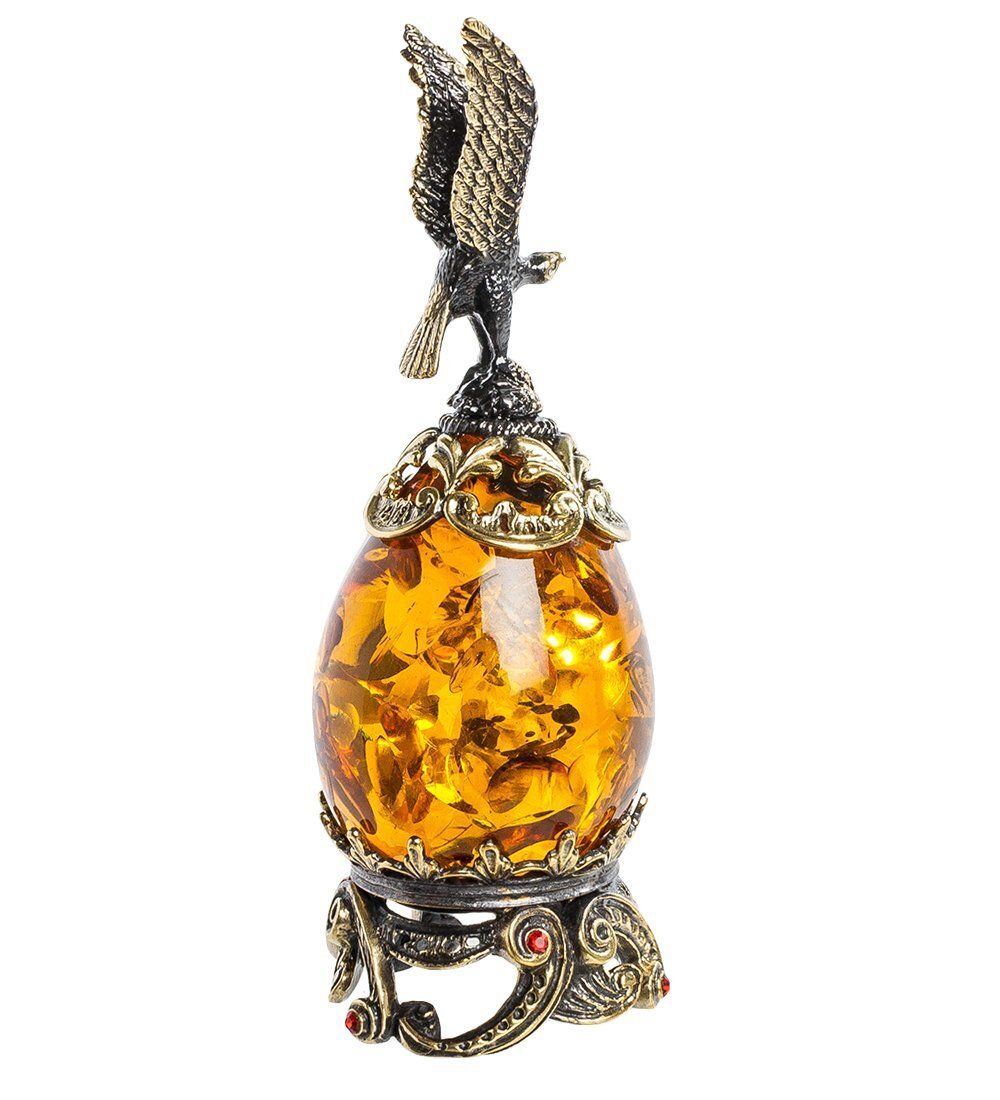 Народные промыслы AM-1366 Фигурка «Яйцо с сапсаном» (латунь, янтарь)