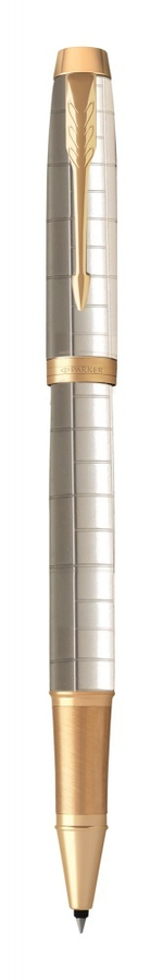 Подарочный набор: Ручка роллер Parker IM Premium T318 Pearl GT, цвет чернил черный и золотистый ежедневник с золотым срезом