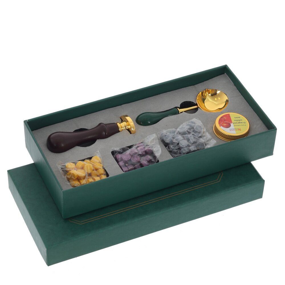 GAEM Набор для сургучной печати: ложка, воск, свеча, печать, в ассортименте, L23 W11 H4 см