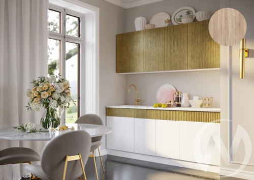 Кухня Оливия NEW 2;0м (белый/белый глянец холодный; голдэн пэлас/сонома)