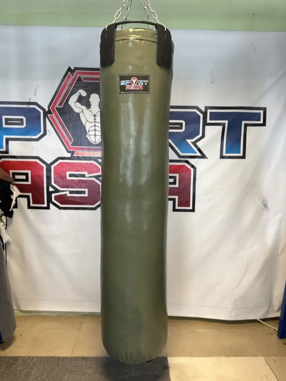 Боксерский мешок SportAsia — 60 кг, 150 см, ПВХ, прямой, цвет хаки